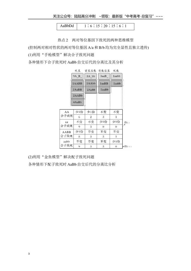 《微专题10：自由组合定律重点题型的解题建模_06-生物-高考总复习_一轮复习_2026年-生物高考一轮复习_12026届高三生物一轮复习讲义》第3页预览