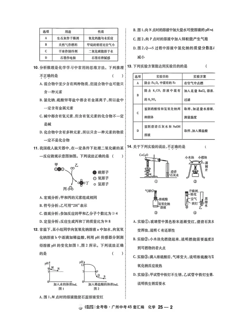 《天星教育提分小卷(1)_12.2026年4月全国各地高考模拟卷_2026版初中金考卷•45套中考试卷汇编系列合集_2026《金考卷45套》广州专版数学，化学_26广州化学》第6页预览