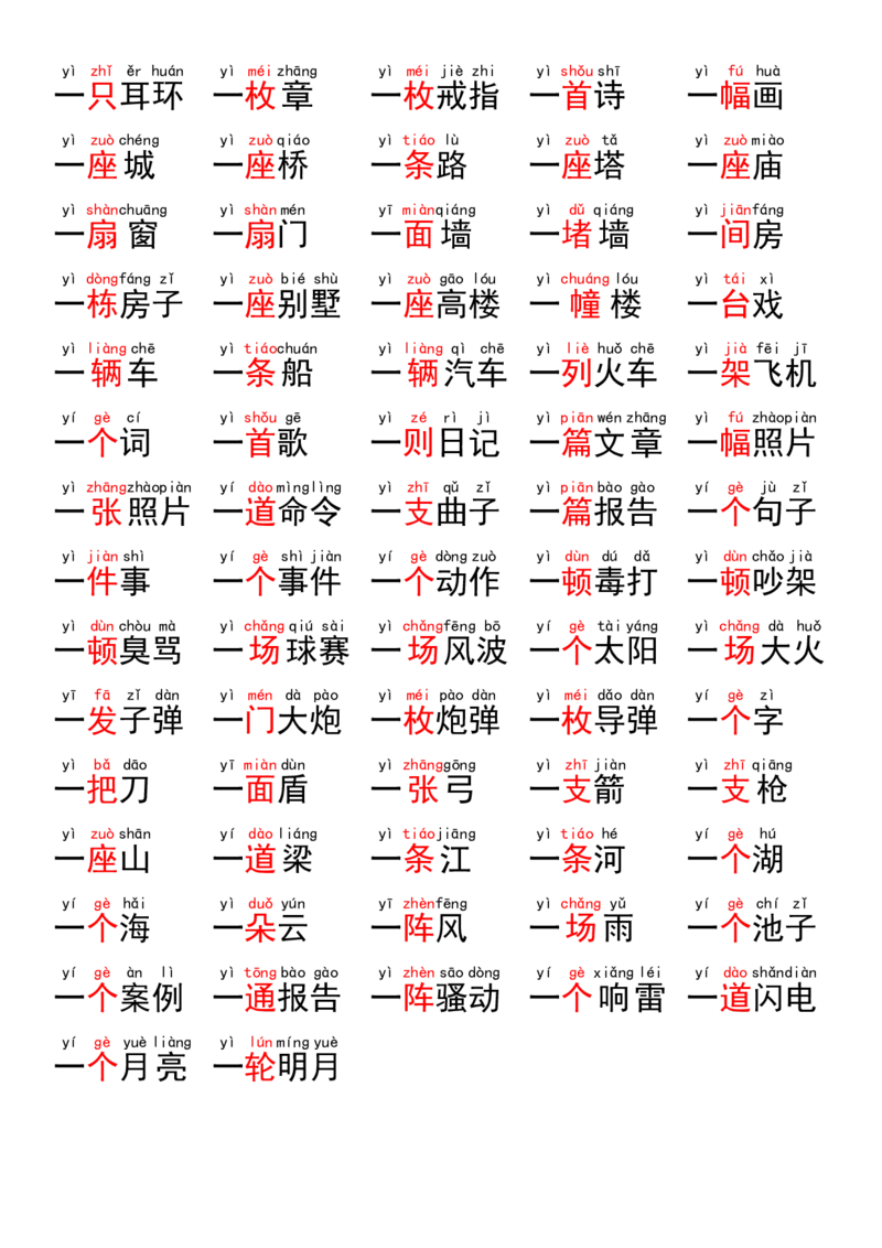《10.9一年级语文词语大全37页汇总_1年级上册同步教辅_1上语文_一上语文-知识点汇总》第7页预览