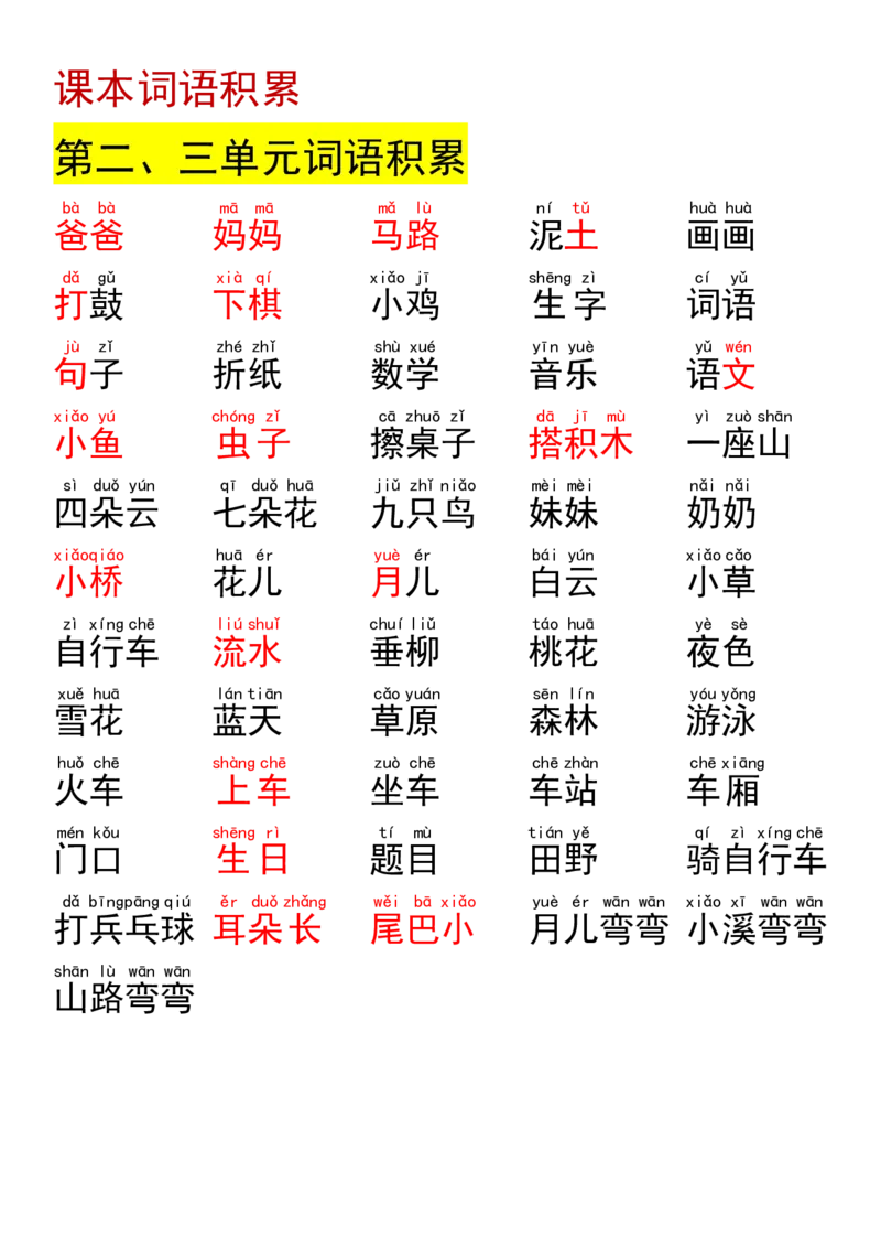 《10.9一年级语文词语大全37页汇总_1年级上册同步教辅_1上语文_一上语文-知识点汇总》第8页预览