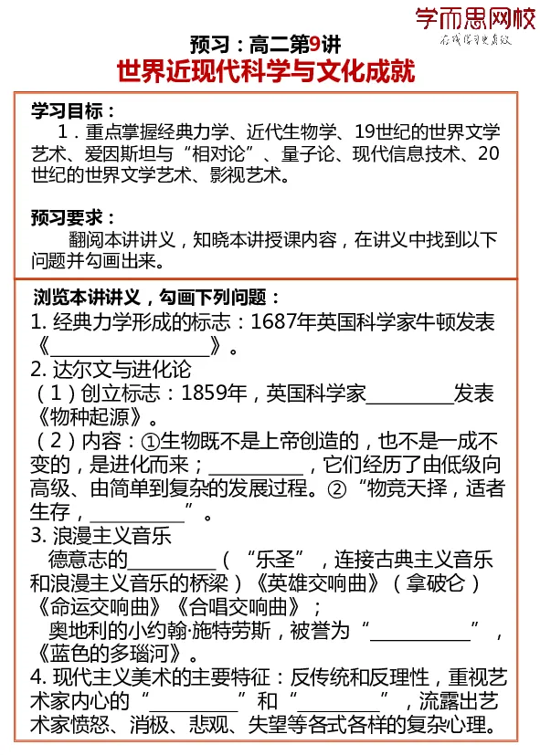 《2019秋高二历史8-11讲预习卡片e1f4a-f38d90031582_学而思高二全套_高二历史直播腾飞班邱鹏雷全国2019-2020(1)_2019秋》第2页预览
