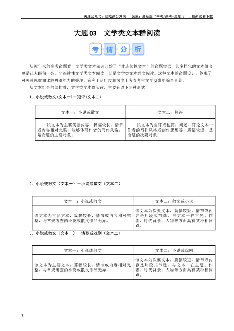 《大题04文学类文本群阅读（现代文阅读Ⅱ）（解析版）_专项复习_2024年_2024年新高考语文大题突破练习题大题预测试卷训练_资料》第1页预览