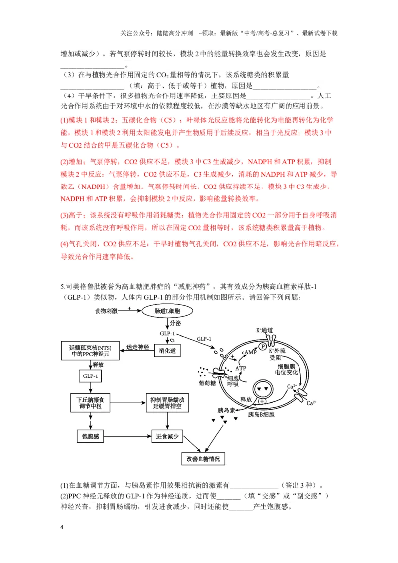 《大题预测02（A组+B组）(教师版）_06-生物-高考总复习_专项复习_2025年_2025年高考生物大题突破+限时集训（安徽专用）》第4页预览