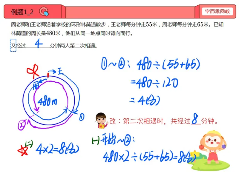 《第4讲_操场上的路程速度与时间（环形跑道）笔记-1fbb93b5abe4_小学学而思全套_四年级全套_四年级2020年暑-2021年的直播课_2020年秋季课程四年级_2020年秋季课程四年级数学_第4讲资料》第2页预览