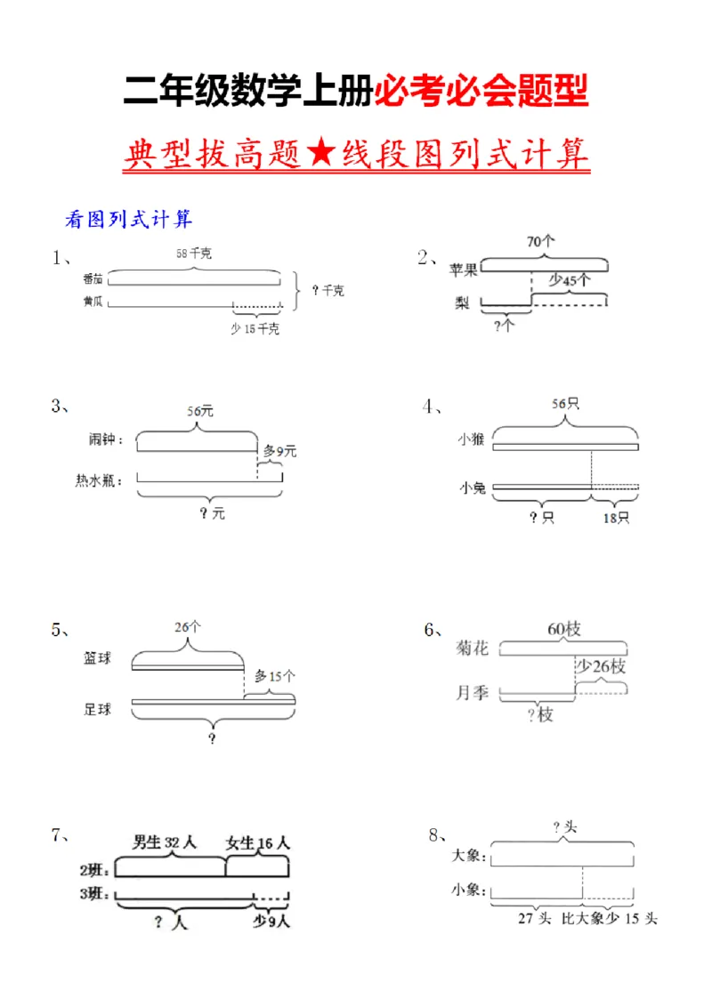 《10.09二上数学典型线段图列式计算_2年级上册同步教辅_2上-数学_二上数学-专项练习》第1页预览