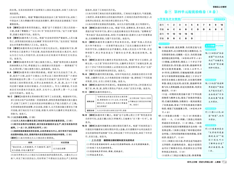 《第四单元对点上分~大概念（三）_2027版初中《必刷题上分卷》7年级上册（历史）（人教版）_答案》第2页预览
