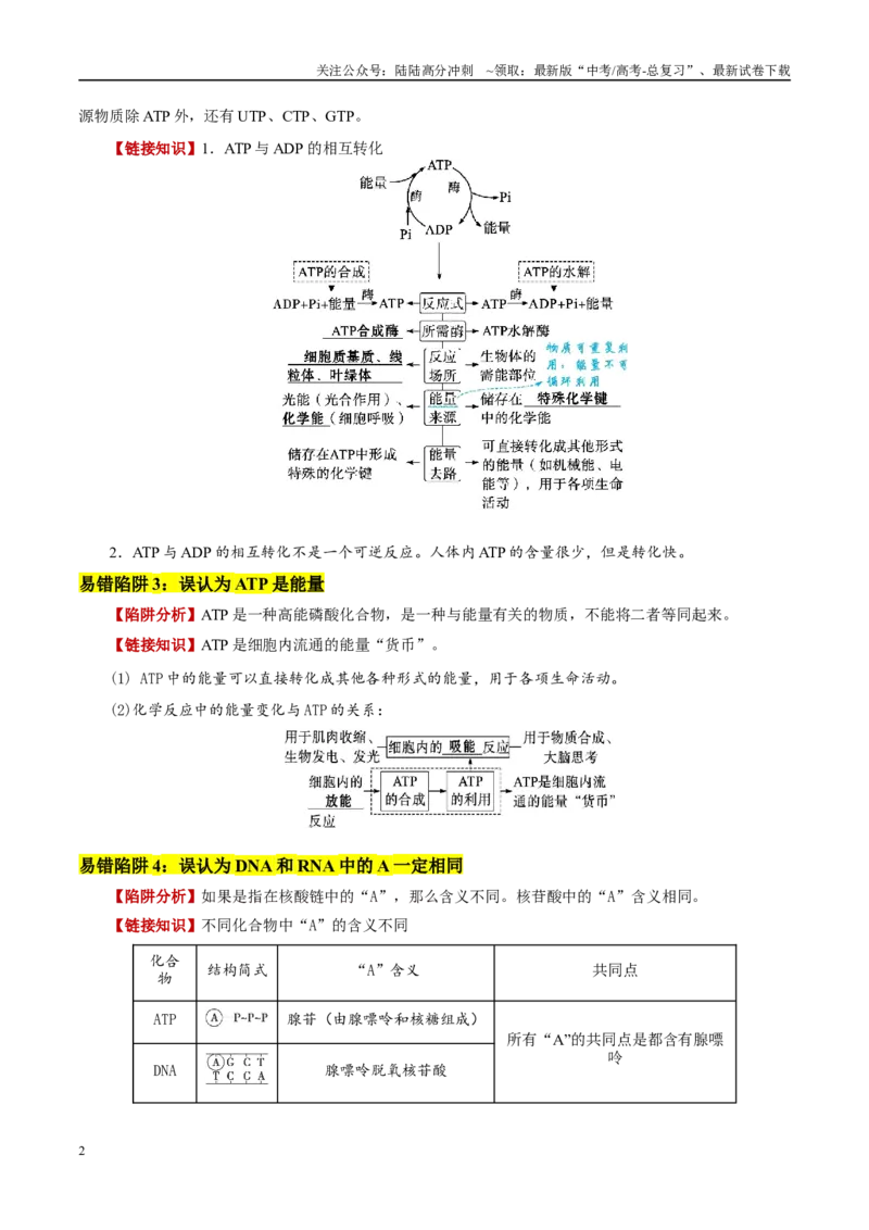 《易错点04酶与ATP的易错辨析（5大陷阱）（学生版）_06-生物-高考总复习_专项复习_2025年_2025年高考生物考试易错题（新高考通用）》第2页预览