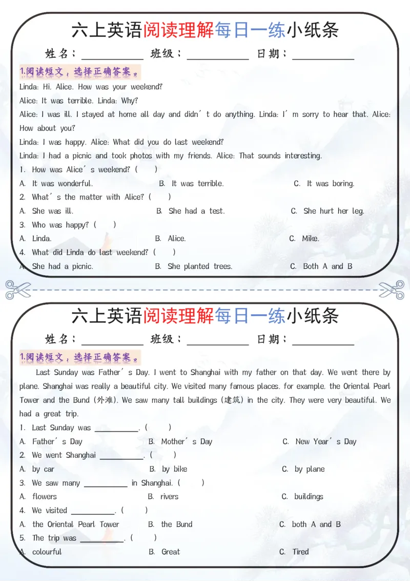《六年级英语阅读每日一练_2025秋小学语数英热门学习资料合集》第3页预览