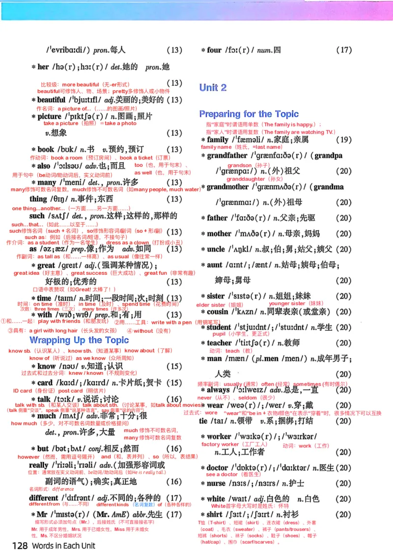 《2026版初中《单词笔记》7年级上册（英语）（仁爱版）_26秋小学初中各机构教辅大合集（一本、教材帮、阳光同学、王朝霞、实验班、小典中点、上分卷、白欧、课堂笔记等等）》第5页预览