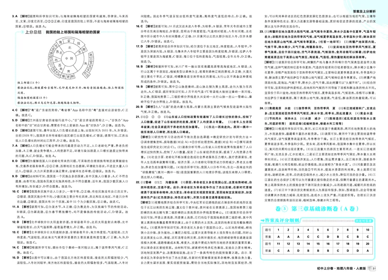 《卷5第三章基础诊断卷（A卷）_2027版初中《必刷题上分卷》8年级上册（地理）（人教）_答案》第1页预览
