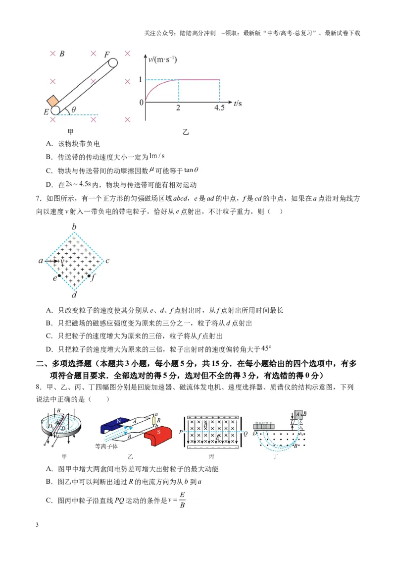 《测试11（学生版）_04-物理-高考总复习_一轮复习_2025年_2025年高考物理一轮复习讲义+练习+课件（新教材新高考）_第十一章磁场》第3页预览