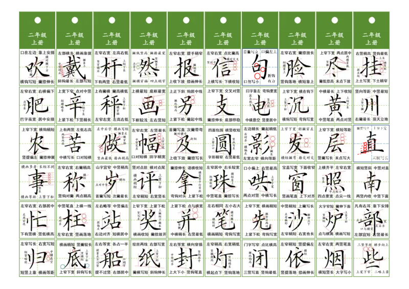 《二年级同步精讲字卡（共10页）_2025秋小学语数英热门学习资料合集》第2页预览