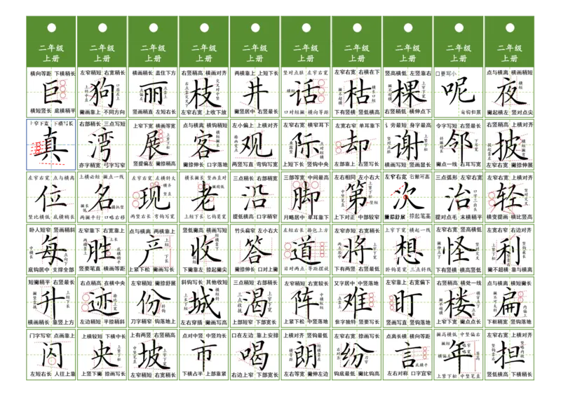 《二年级同步精讲字卡（共10页）_2025秋小学语数英热门学习资料合集》第3页预览