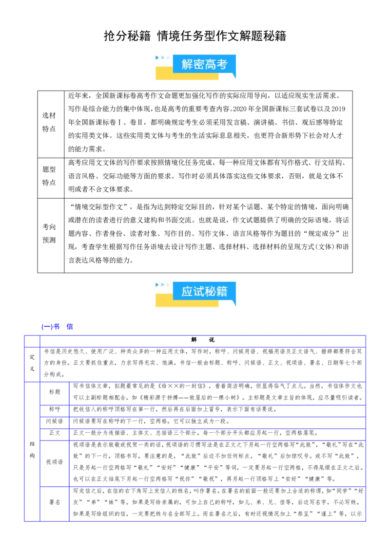《抢分秘籍情境任务型作文解题秘籍（知识清单）（解析版）_三轮冲刺_2026年试卷教辅资源等多个文件_上好课2026版高中《终极冲刺抢分清单》（语文）（全国通用）》第1页预览