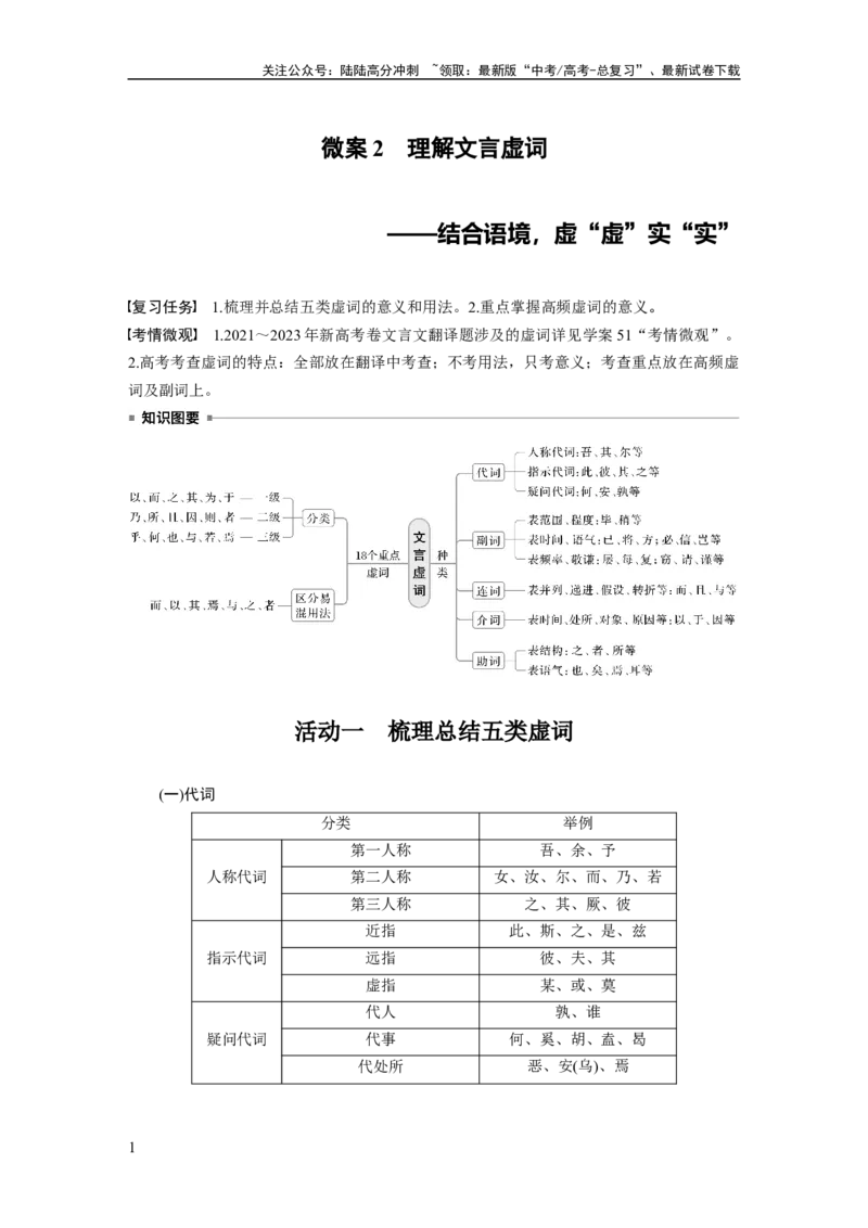 《板块五　微案2　理解文言虚词——结合语境，虚“虚”实“实”_一轮复习_2025年_2025年大一轮复习讲义人教版语文_资料_1-资料_大一轮复习讲义学生专用_全书_大一轮复习讲义》第1页预览