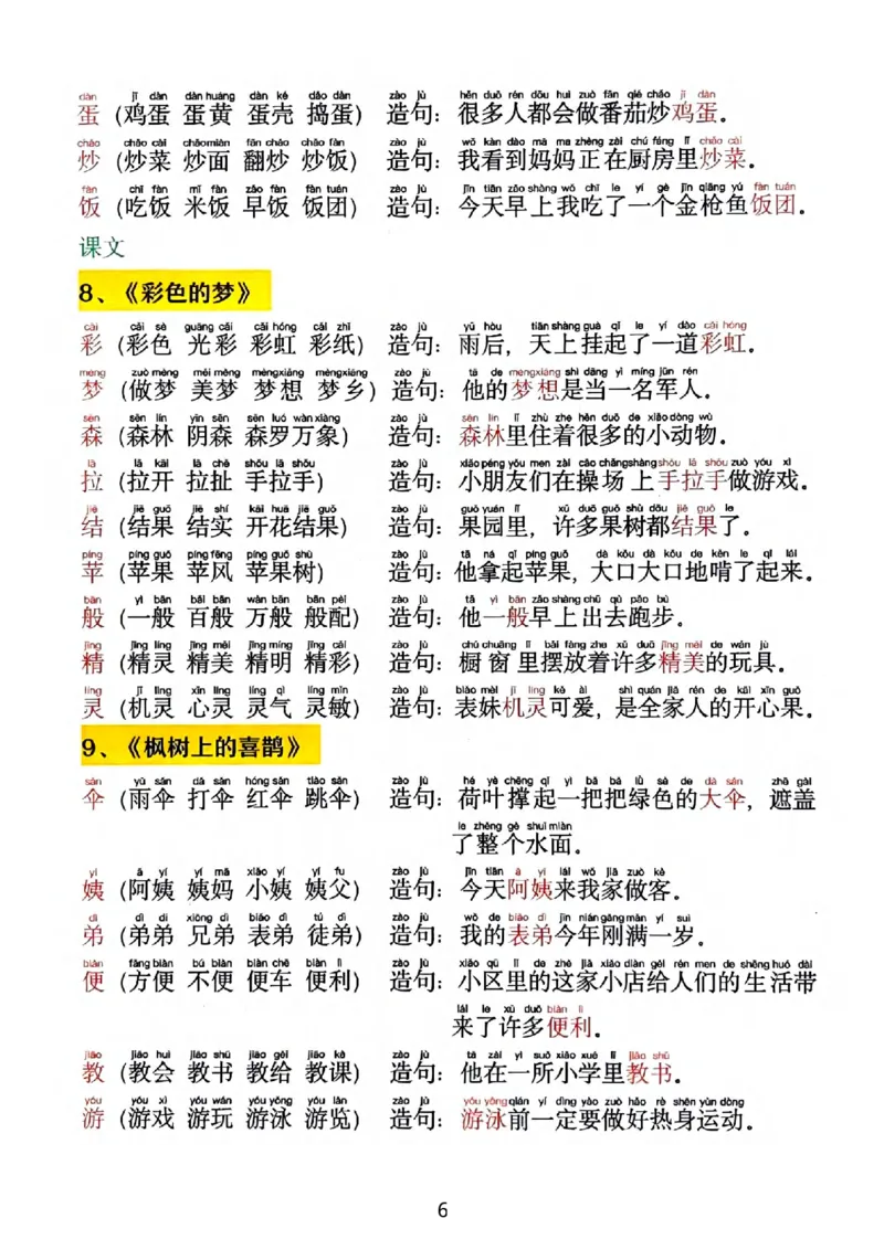 《2025新版•二下《同步生字拼音组词造句》(1)_2年级下册同步教辅_2下-语文_二下语文-生字+字帖》第6页预览