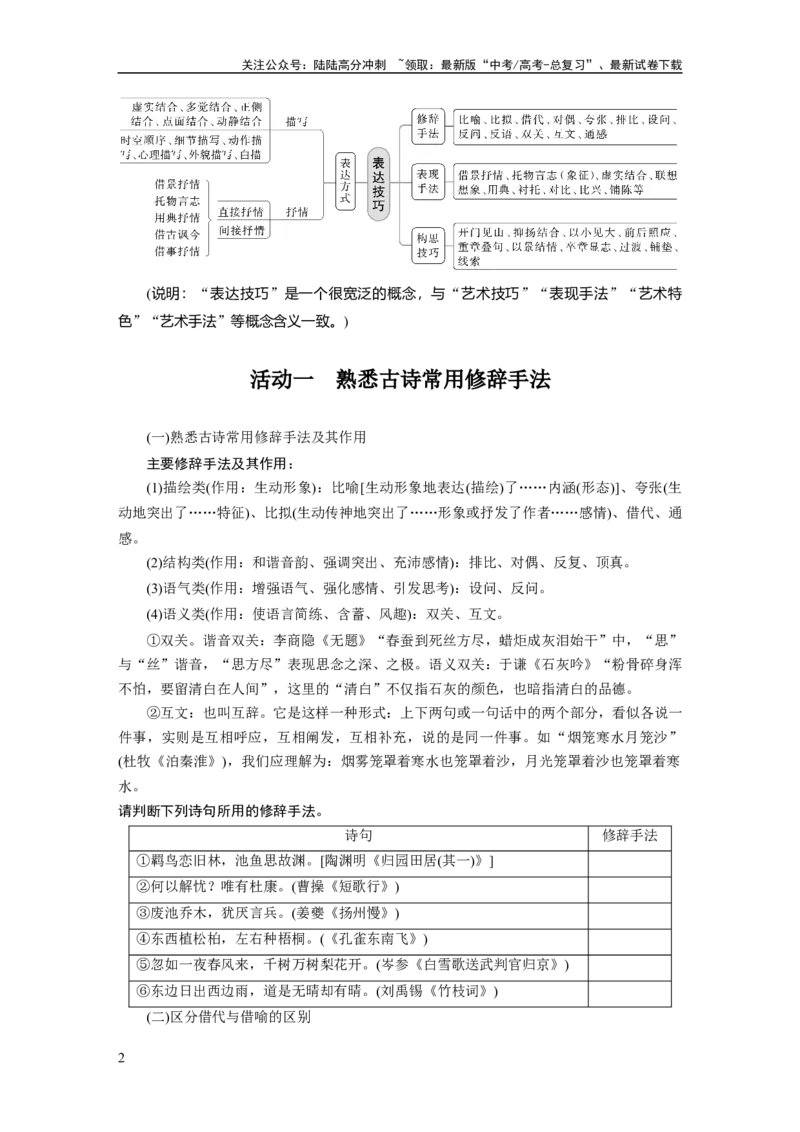 《板块6课时56　赏析表达技巧(一)——精准判断，精析效果_一轮复习_2024年_2024高考语文大一轮复习课件讲义新人教版知识总结_2024年高考语文一轮复习讲义（部编新高考版）_大一轮复习讲义》第2页预览