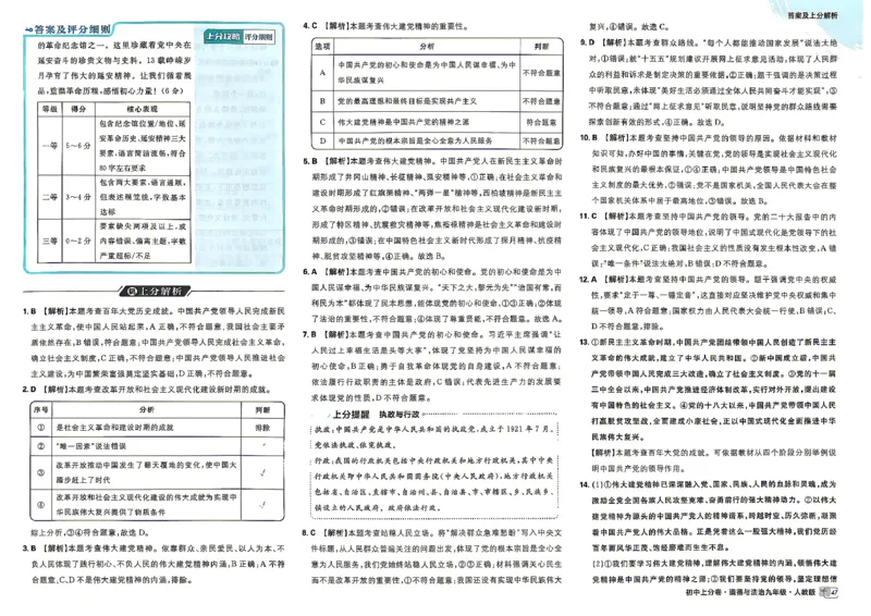 《九上道法答案_2027版初中《必刷题上分卷》9年级上册（道法）》第7页预览