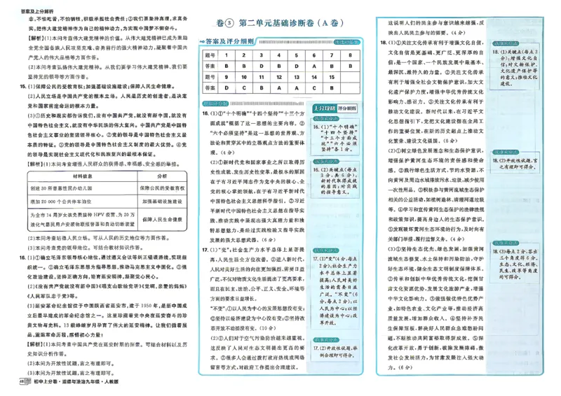 《九上道法答案_2027版初中《必刷题上分卷》9年级上册（道法）》第8页预览