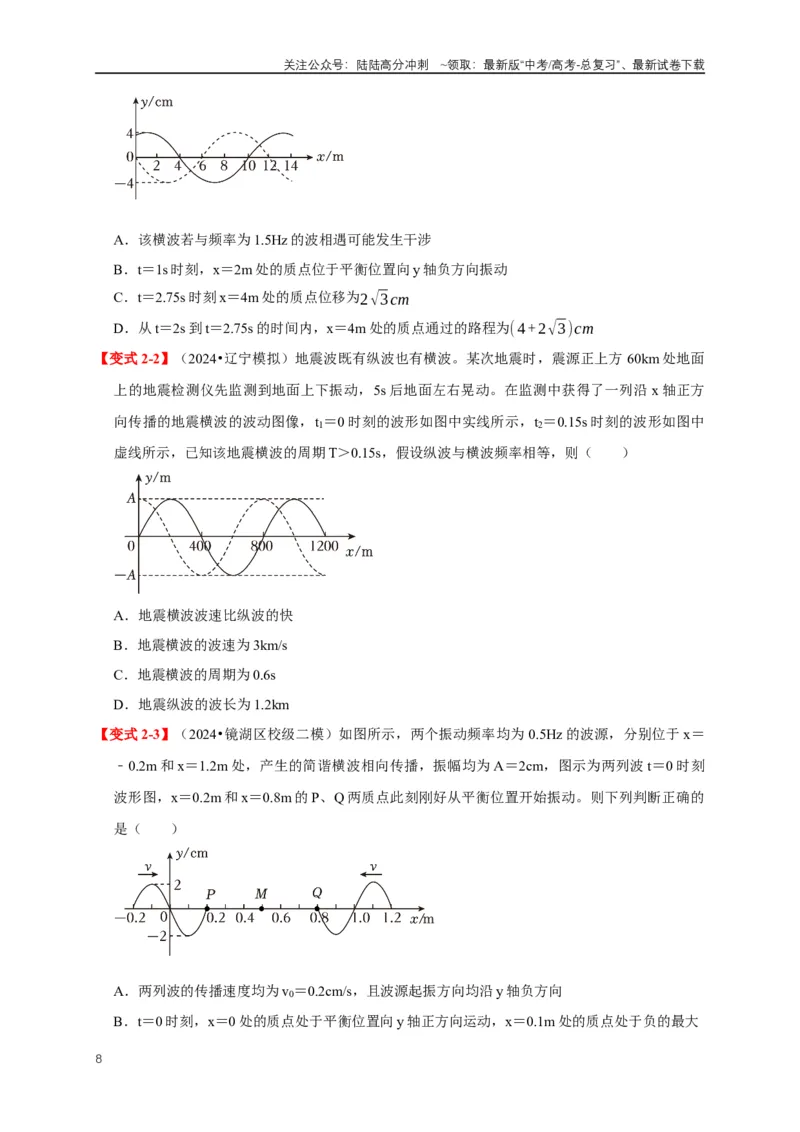 《易错点13利用波的图像计算波速波长（4陷阱点5考点4题型）（学生版）_04-物理-高考总复习_专项复习_2025年_2025年高考物理考试易错题（新高考通用）_资料_2025版》第8页预览