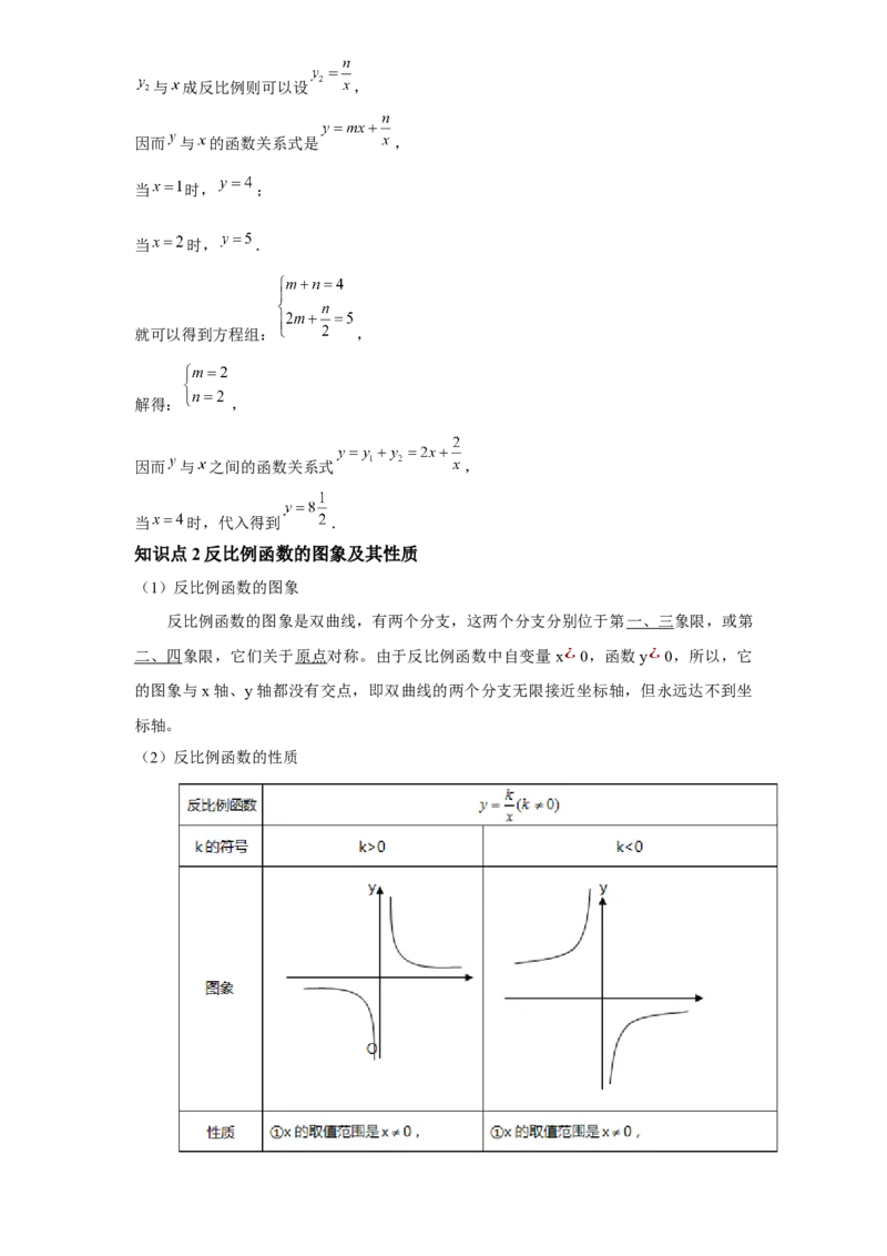 《第7讲反比例函数的图象及其解析式_《初中数学•秋季三阶学生讲义分节》789年级(北师)_《初中数学•秋季三阶讲义》9年级(北师)_《初中数学•秋季三阶学生讲义解析》9年级(北师)基础班》第6页预览
