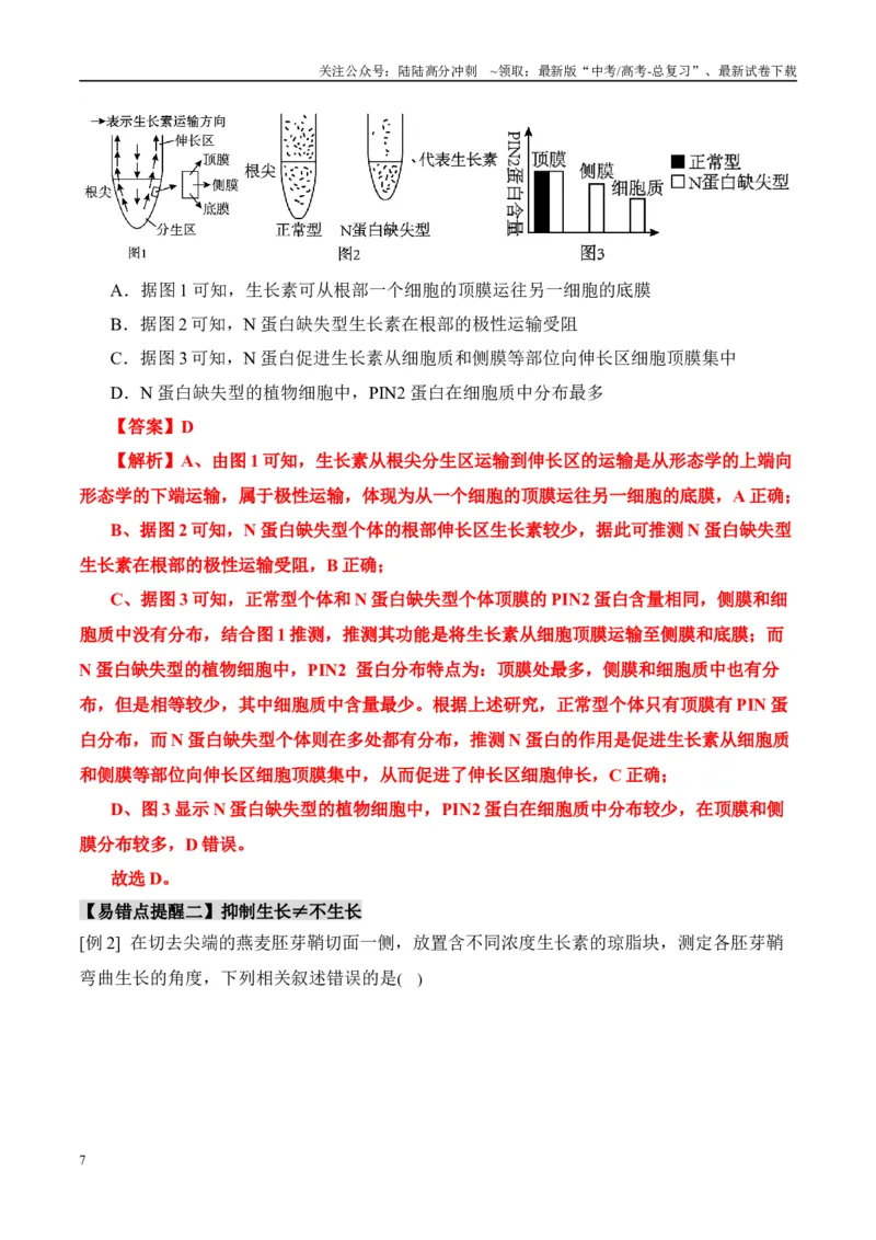 《易错点13植物激素的易错比较（4大陷阱）（教师版）_06-生物-高考总复习_专项复习_2025年_2025年高考生物考试易错题（新高考通用）》第7页预览