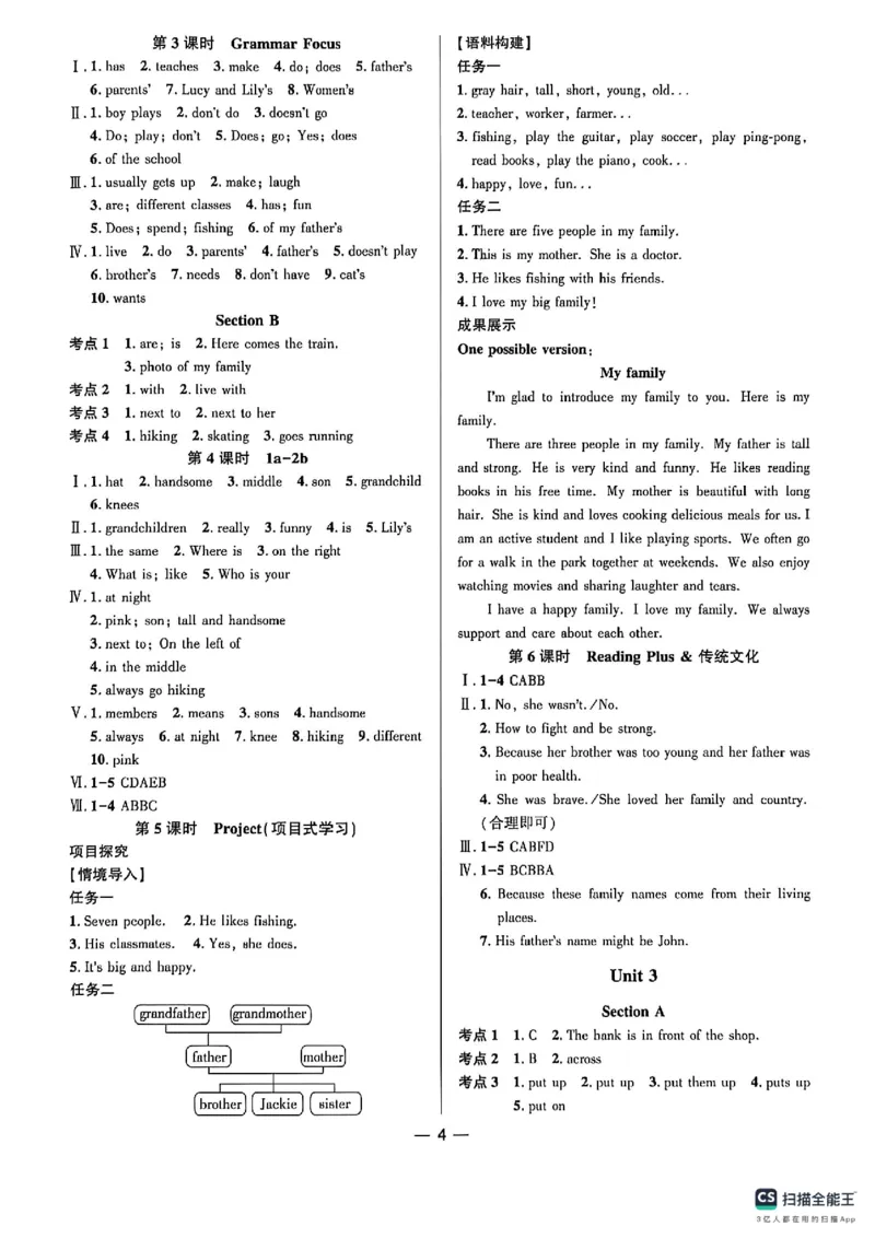 《六上英语答案_2027版初中《练测考》7年级上册（英语）（鲁教）》第5页预览