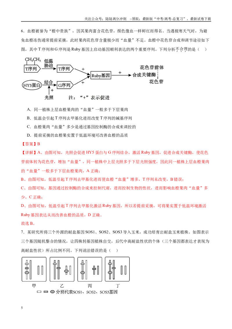 《模拟卷02（湖南专用）（解析版）_06-生物-高考总复习_专项复习_2025年_2025年高考生物模拟卷（湖南专用）4套》第5页预览