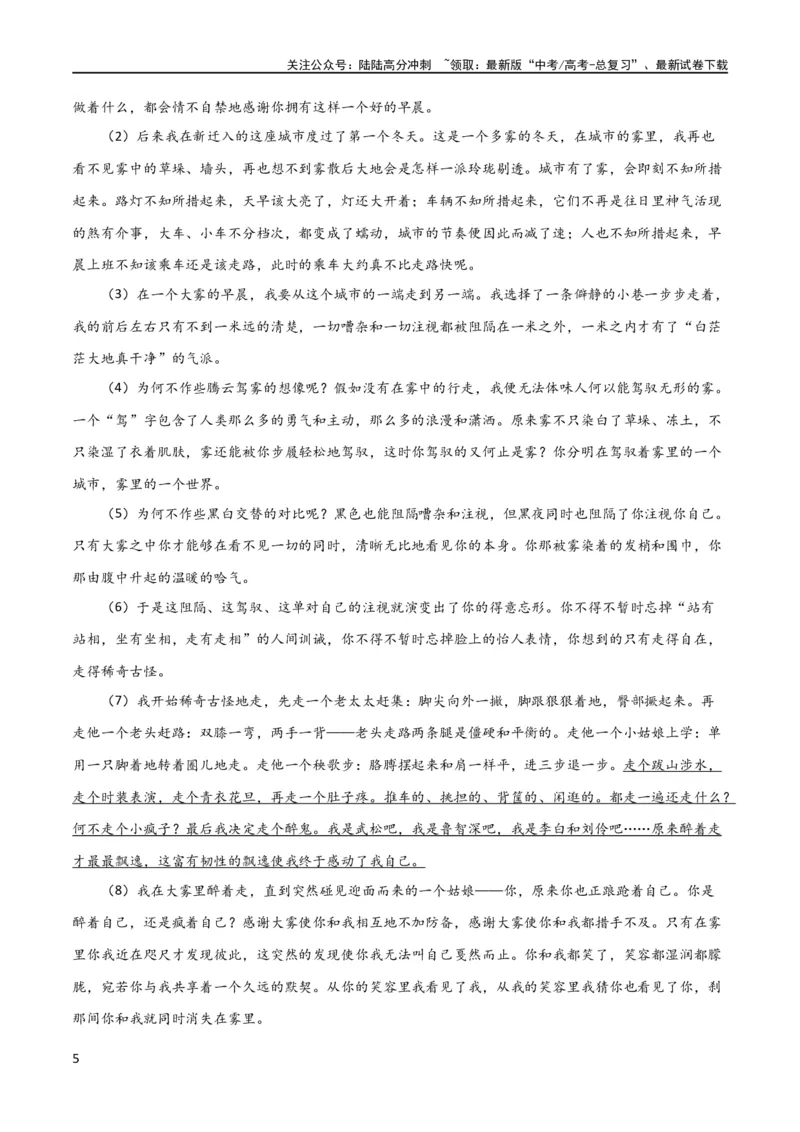 《散文阅读综合测试（解析版）-2024年高考语文二轮复习讲练测（新教材新高考）_二轮复习_2024年_2024年高考语文二轮复习讲练测（新教材新高考）_配套练习_教师版（含答案解析）》第5页预览