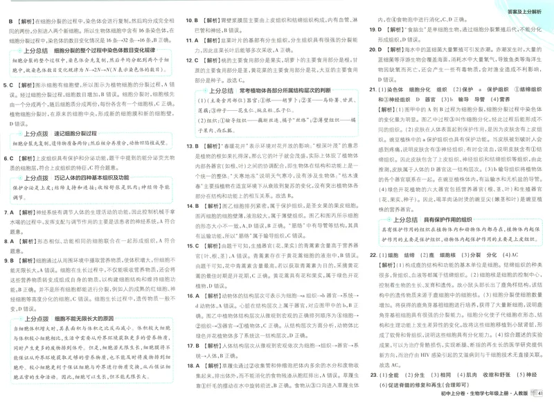 《答案_2027版初中《必刷题上分卷》7年级上册（生物）（人教）》第5页预览
