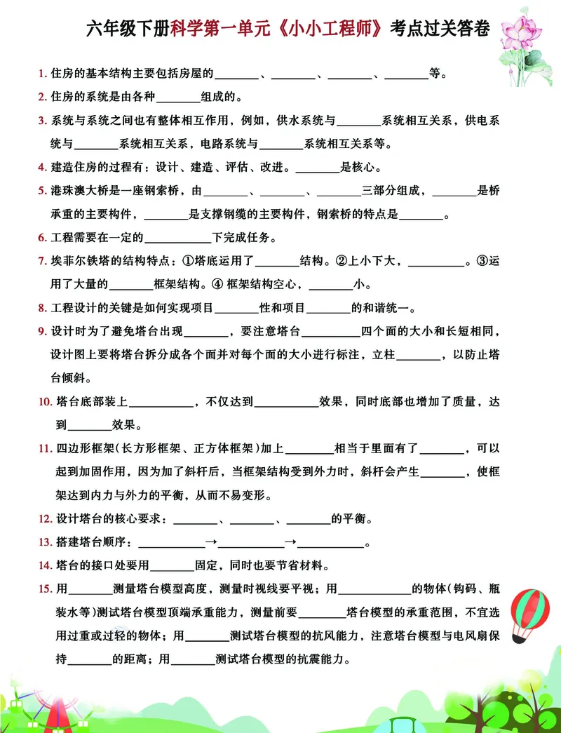 《2023六年级下册科学单元考点过关答卷，背完这些概念轻松拿满分！_6年级下册同步教辅_6下-科学+道法》第1页预览