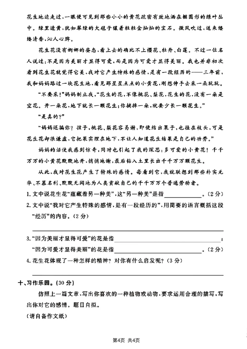 《2023-2024学年五年级上册语文期末摸底测试卷_5年级上册同步教辅_5上语文_五上语文单元+期中+期末卷_五上语文期末卷》第4页预览