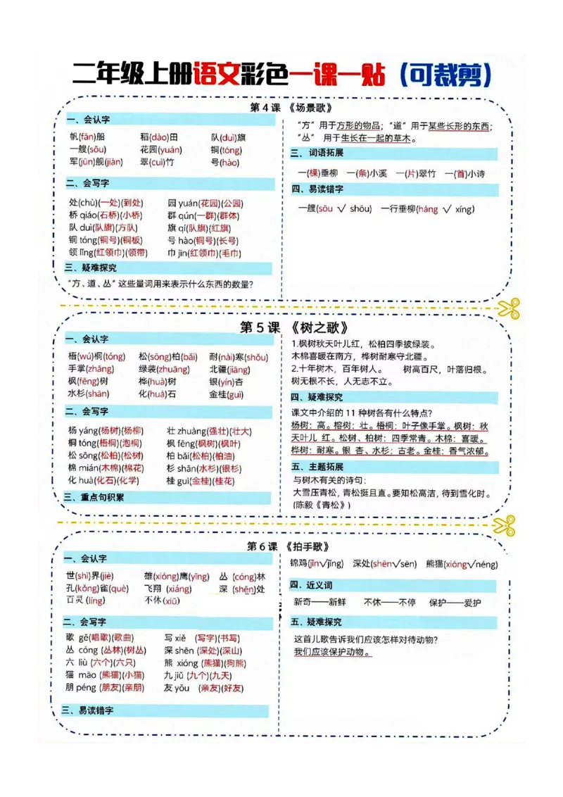《1_1_二年级上册语文彩色课课贴（长条）(13)(1)_2年级上册同步教辅_2上-语文_二上语文-生字+字帖》第2页预览