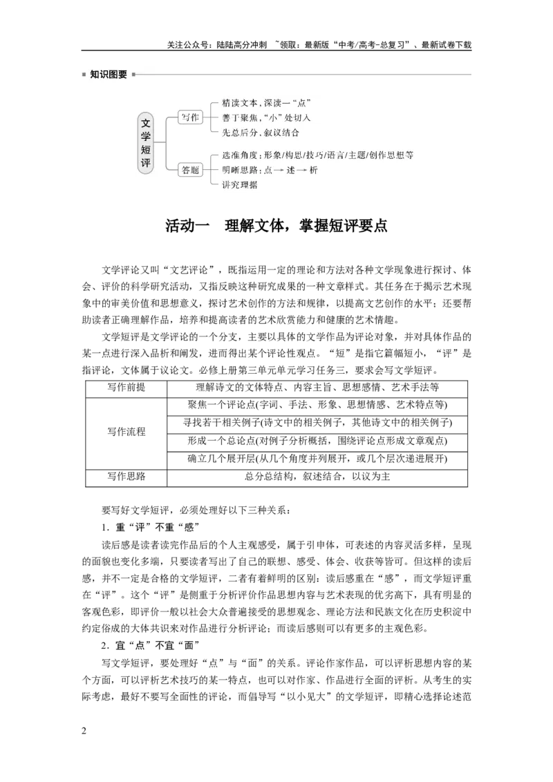 《板块三　学案22　文学短评——利用小文体，写好小评论_一轮复习_2025年_2025年大一轮复习讲义人教版语文_资料_1-资料_大一轮复习讲义教师专用_板块二~板块五_板块三　文学类阅读•散文》第2页预览