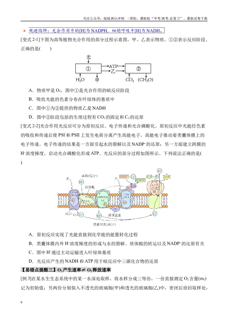 《易错点06光合与呼吸综合易错综合（5大陷阱）（学生版）_06-生物-高考总复习_专项复习_2025年_2025年高考生物考试易错题（新高考通用）》第6页预览