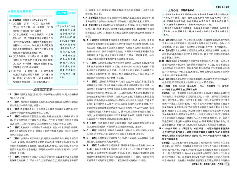 《卷6-11_2027版初中《必刷题上分卷》8年级全一册（生物）（人教）_答案》第5页预览