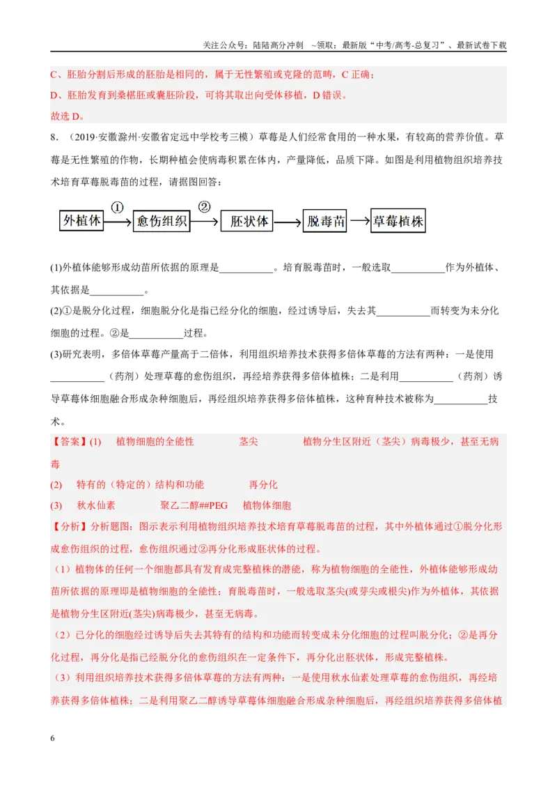 《解密23细胞工程（分层训练）（解析版）_06-生物-高考总复习_二轮复习_2024年_2024年新教材高考生物二轮复习讲义分层训练题考点_资料》第6页预览