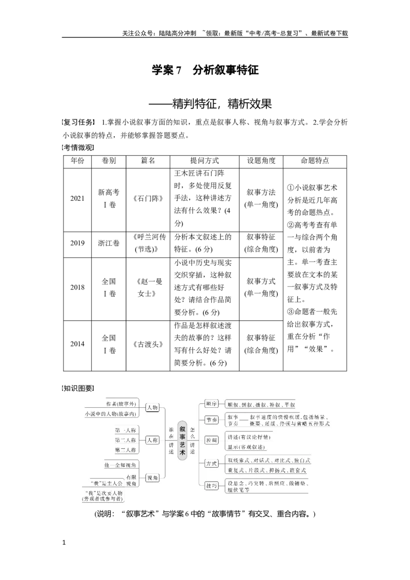 《板块二学案7　分析叙事特征——精判特征，精析效果_一轮复习_2024年_2024高考语文大一轮复习课件讲义新人教版知识总结_2024年高考语文一轮复习讲义（部编新高考版）_学生版在此文件夹》第1页预览