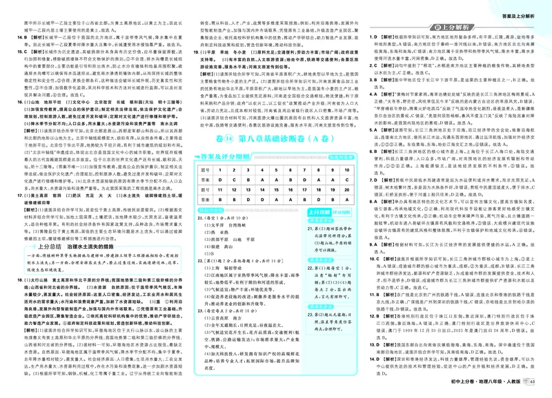 《卷14第八章基础诊断卷（A卷）_2027版初中《必刷题上分卷》8年级上册（地理）（人教）_答案》第1页预览
