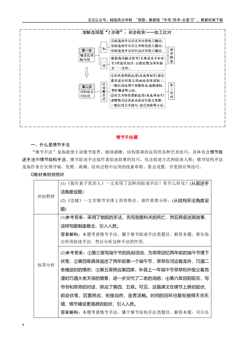 《抢分秘籍小说阅读解题秘籍（教师版）_专项复习_2025年_2025年高考语文抢押秘籍（陕西、山西、宁夏、青海专用）》第9页预览