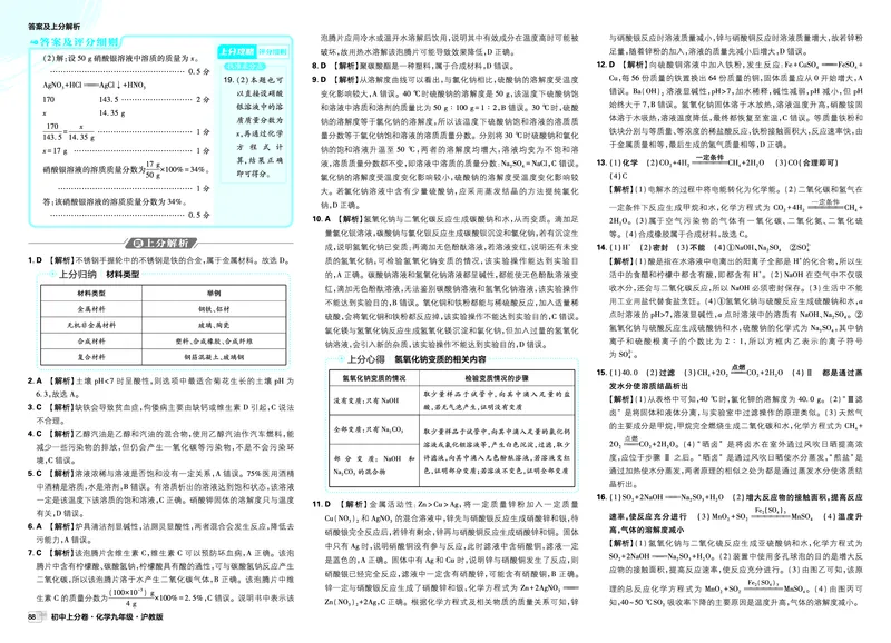 《第二部分-第三部分_2027版初中《必刷题上分卷》9年级全册（化学）（沪教）_2026秋初中上分卷化学九年级全一册沪教版_图书答案》第2页预览