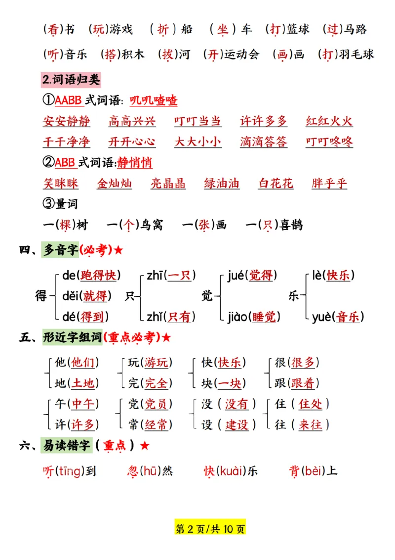 《2025年新一年级语文下册第三单元考点总结+练习_1年级下册同步教辅_1下-语文_一下语文-复习资料》第2页预览