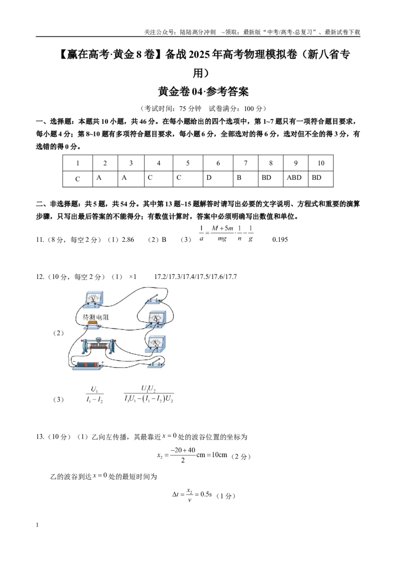 《模拟卷04（新八省专用）（参考答案）_04-物理-高考总复习_一轮复习_2025年_2025年高考物理模拟卷（新八省通用）8套》第1页预览