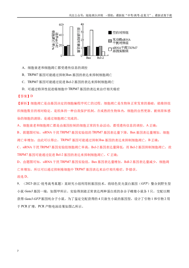 《必刷06基因的表达及异常状况（共50题）（教师版）_06-生物-高考总复习_专项复习_2024年_2024年新高考生物总复习高频考点必刷800题_2024版》第7页预览