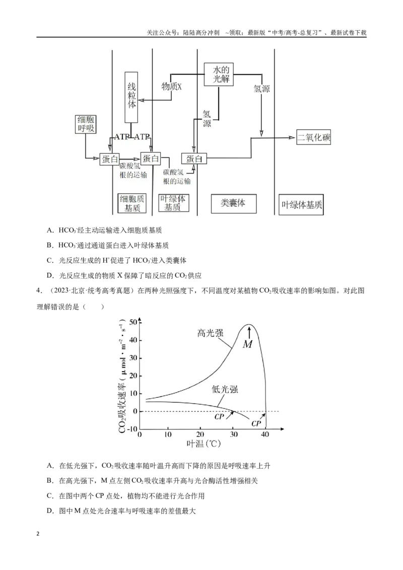 《必刷04细胞的能量供应和利用（70题）（学生版）_06-生物-高考总复习_专项复习_2024年_2024年新高考生物总复习高频考点必刷800题_2024版》第2页预览