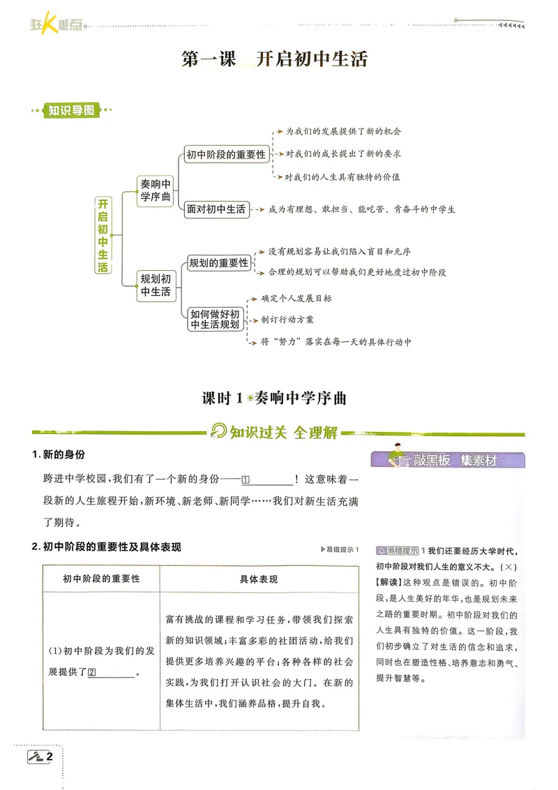 《2027《理想树•必刷题7上》道法狂K重点_2027版初中《必刷题》7年级上册（道法）》第5页预览