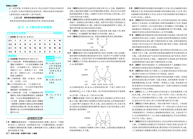 《卷12-最后_2027版初中《必刷题上分卷》8年级全一册（生物）（人教）_答案》第3页预览