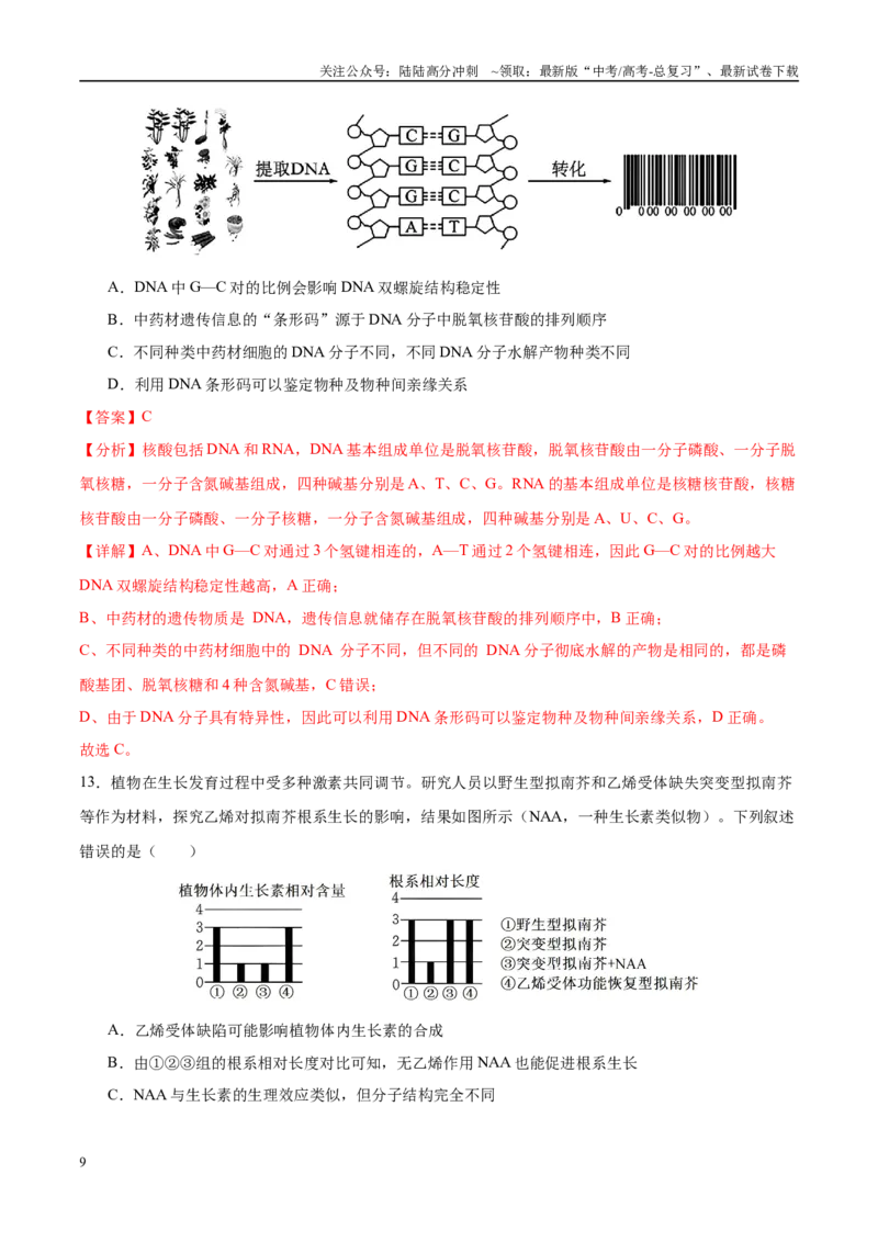 《模拟卷03（福建专用）（解析版）_06-生物-高考总复习_专项复习_2025年_2025年高考生物模拟卷（福建专用）8套》第9页预览