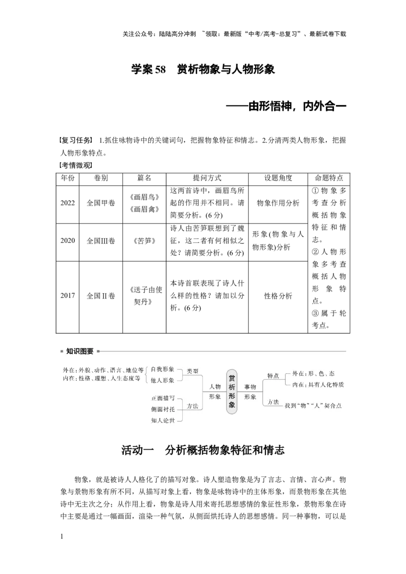 《板块六　学案58　赏析物象与人物形象——由形悟神，内外合一_一轮复习_2025年_2025年大一轮复习讲义人教版语文_资料_1-资料_大一轮复习讲义学生专用_全书_大一轮复习讲义》第1页预览