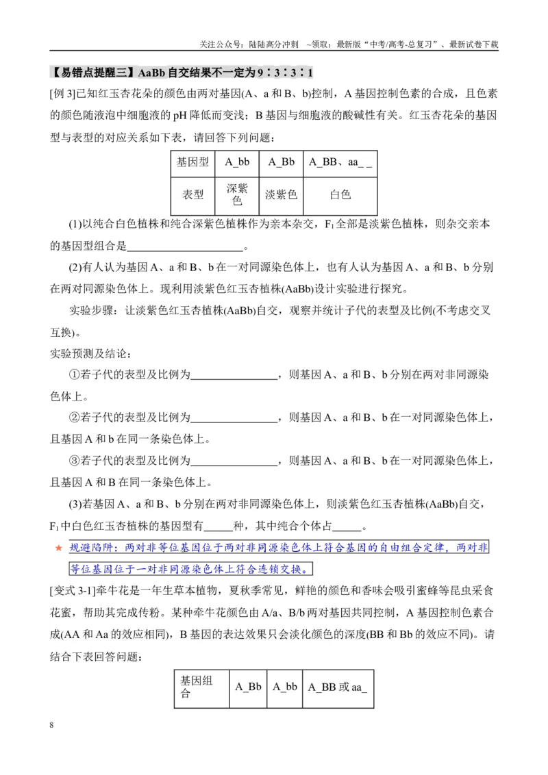 《易错点08遗传规律常见易错思维（6大陷阱）（学生版）_06-生物-高考总复习_专项复习_2025年_2025年高考生物考试易错题（新高考通用）》第8页预览